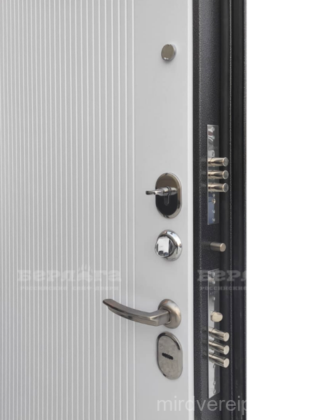 СЕЙФ-ДВЕРЬ ТРИНИТИ (АС) РАШМИ ЭМАЛИТ АРКТИК / МДФ СУЛТАН ЭКО СОФТ ГРАФИТ