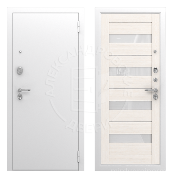 Alexdoors 3K PRO Милана Белая лиственница, Лакобель белый