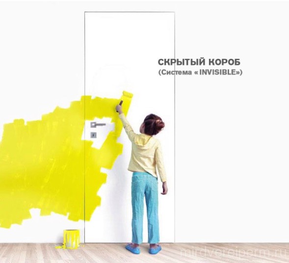 Скрытая дверь невидимка Карда алюминиевая кромка