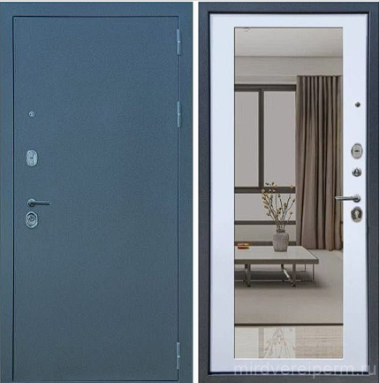 Дверь стальная Бронекс YoDoors-5 Букле графит-Velluto Bianco Зеркало